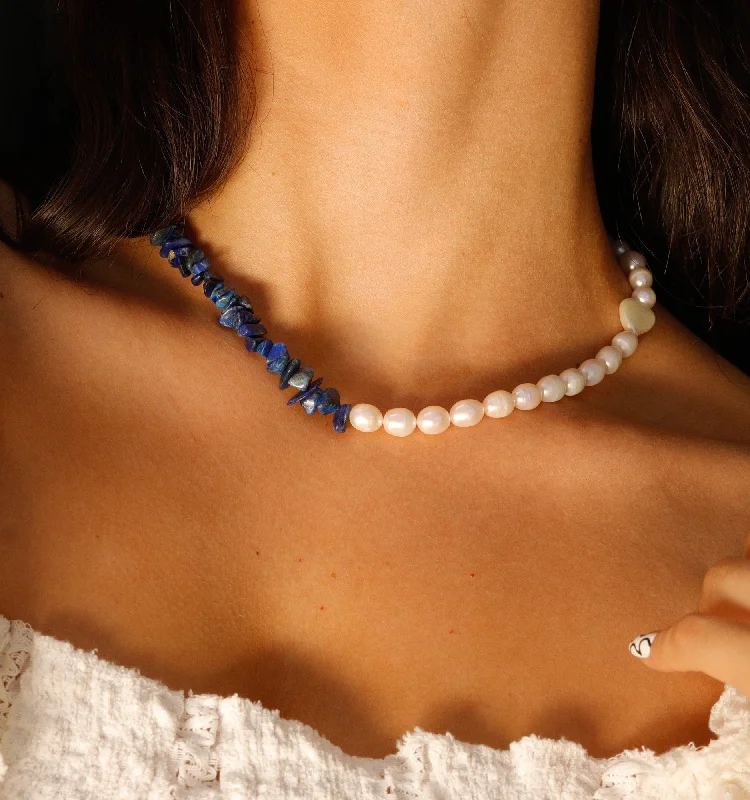 Exclusive Online Discounts On Stylish Jewelry Pearl Choker Necklace With Lapis