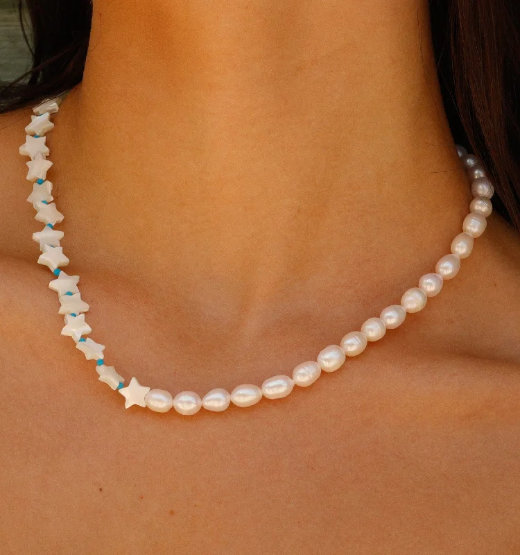 Romantic Heart-Shaped Jewelry For Special Gifts Stars Pearl Choker Necklace