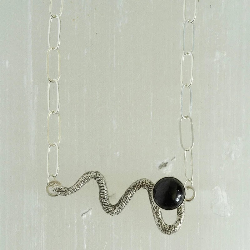 Flash Sale On Elegant Jewelry – Don't Miss Out Sterling Silver Onyx Snake Necklace