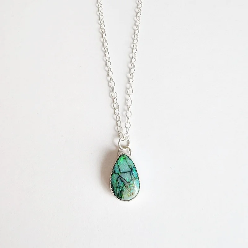 Personalized Jewelry Sale – Meaningful Gifts At Great Prices Teardrop Opal and Sterling Silver Necklace