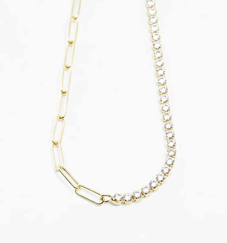 Grab Your Favorite Jewelry At The Lowest Prices Tennis Necklace With Paperclip Chain