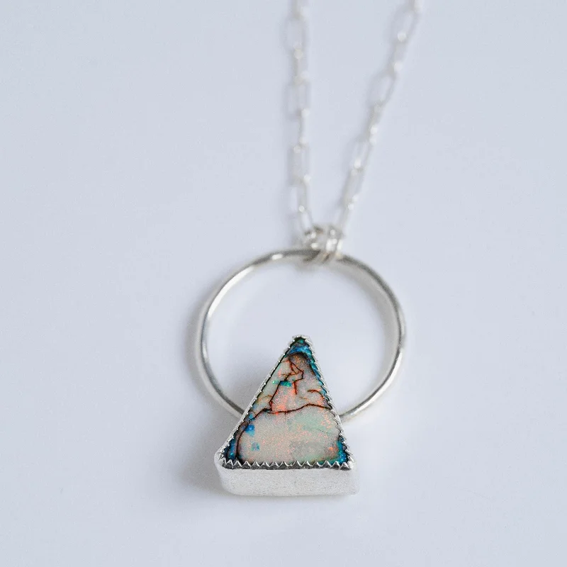 Handcrafted Jewelry Sale – Unique Designs At Low Prices Triangle Opal Necklace in Sterling SIlver