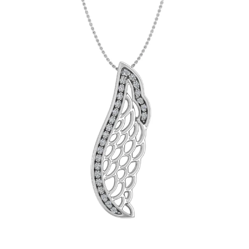 Best Jewelry Deals – Shop Premium Pieces At Great Prices 1/10 Carat Diamond Angel Wing Pendant Necklace in Gold (Included Silver Chain)