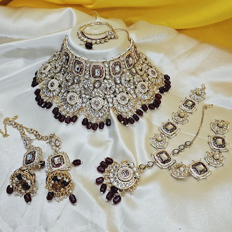 The Perfect Jewelry Piece At The Perfect Price Gehana Mahal Gold Plated Kundan Stone And Beads Semi Bridal Set