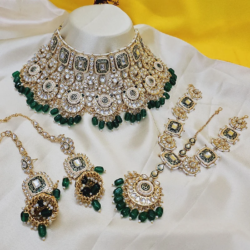 Jewelry Clearance Sale – Final Reductions Gehana Mahal Gold Plated Kundan Stone And Beads Semi Bridal Set