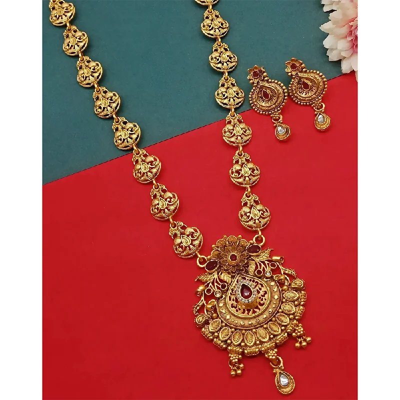 Premium Jewelry Now Available At Special Discounts Gehana Mahal Gold Plated Pota Stone Necklace Set