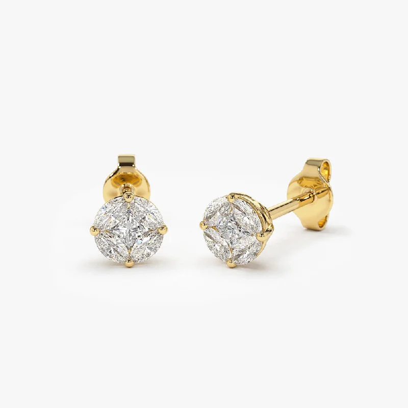 Jewelry Deals That Outshine The Rest 14k 5MM Illusion Setting Diamond Studs