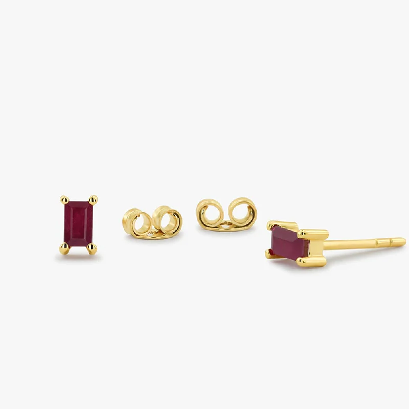 Shop Signature Jewelry Styles At Exclusive Prices 14K Gold Baguette Ruby Earrings