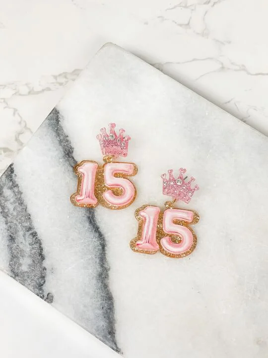 Shop High-Quality Jewelry At Jaw-Dropping Discounts '15' Birthday Balloon Dangle Earrings - Pink