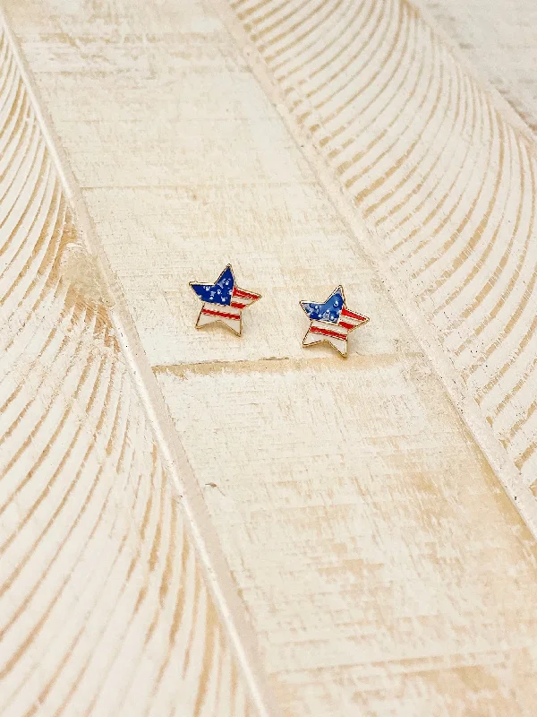 Bestselling Jewelry At Special Promotional Rates American Flag Star Signature Enamel Studs by Prep Obsessed