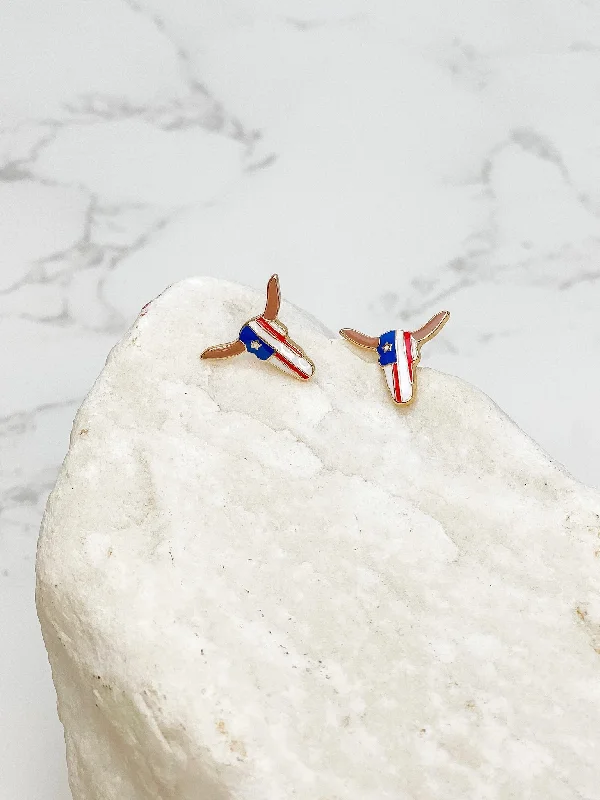 Modern Jewelry At Exclusive Discounts – Shop Today Americana Longhorn Signature Enamel Studs by Prep Obsessed