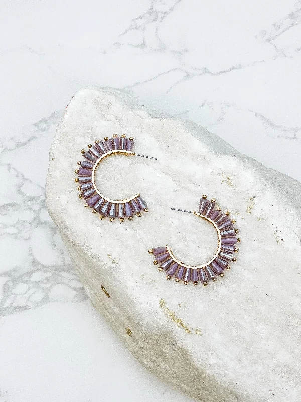 Sparkle In Style With Our Best Jewelry Deals Beaded Burst Hoop Earrings - Purple