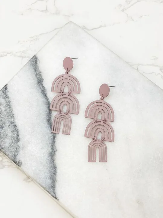 Dainty And Elegant Jewelry Now At Reduced Prices Color Coated Arch Drop Dangle Earrings - Taupe