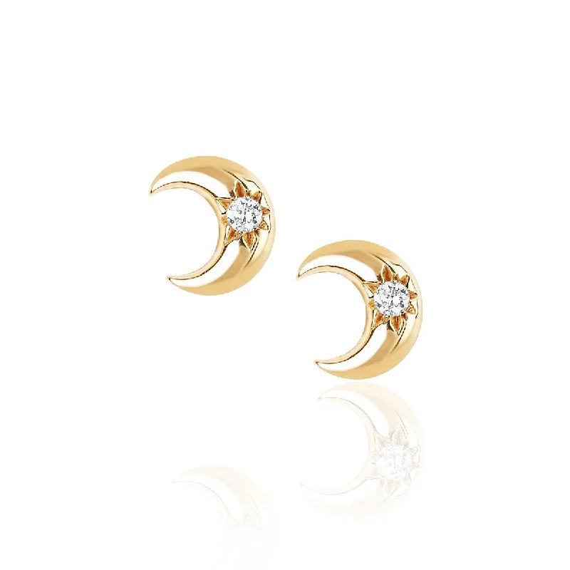 Limited-Time Offer On Elegant Jewelry Pieces Crescent Stud with Star Set Diamond