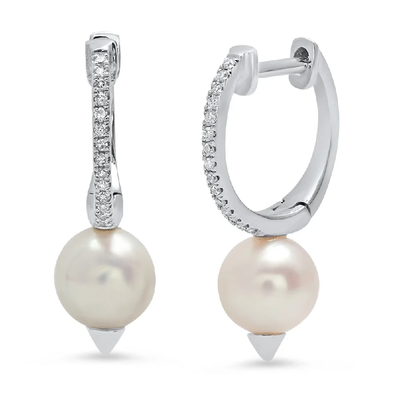 Shop Signature Jewelry Styles At Exclusive Prices Diamond and Pearl Spike Huggie Hoop Earrings