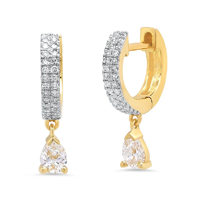 Shop Dazzling Jewelry At The Best Prices Diamond Huggies with Diamond Tear Drop