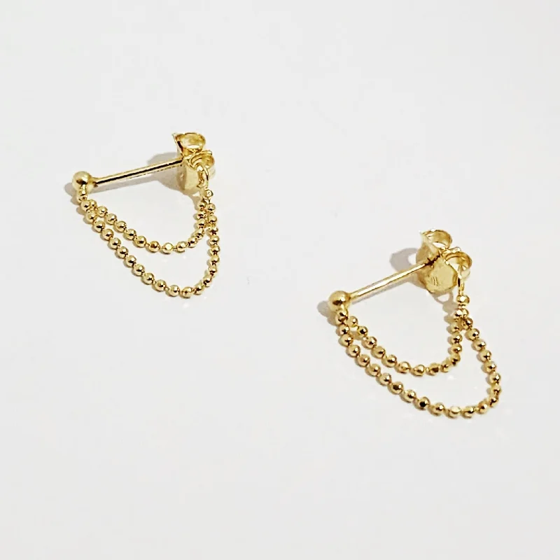 Limited-Time Jewelry Discounts – Shine Without The Splurge Double Chain Drop Earrings in 14 Karat Yellow Gold