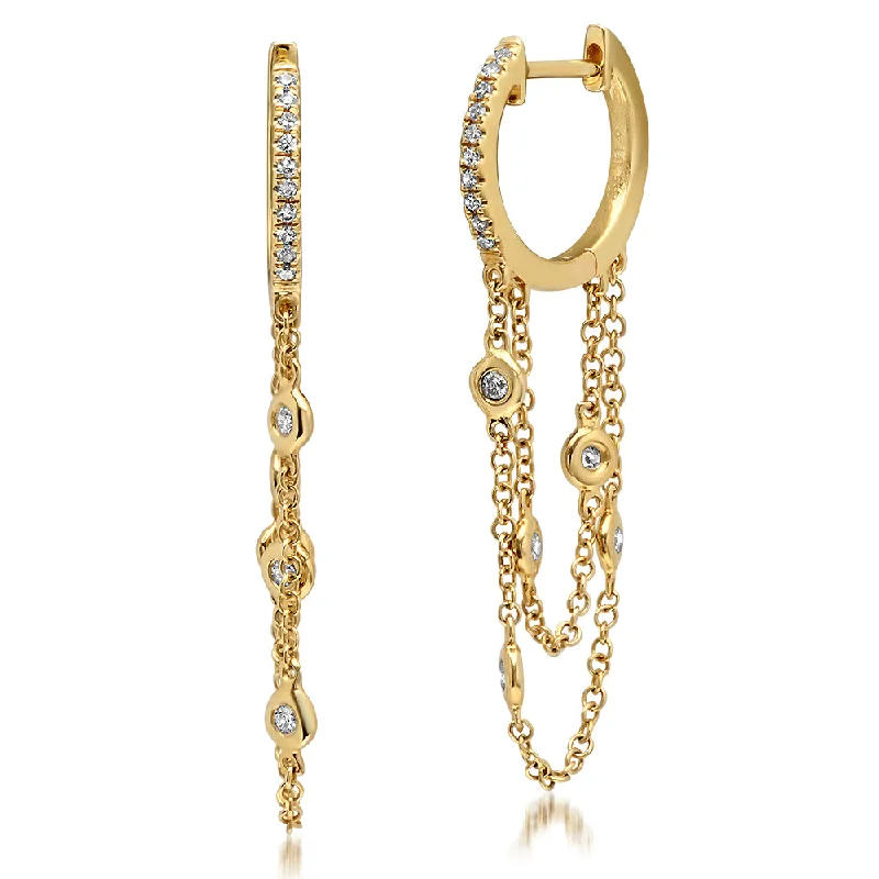 Modern Jewelry At Exclusive Discounts – Shop Today Drip Chain with Bezel Diamonds Huggies