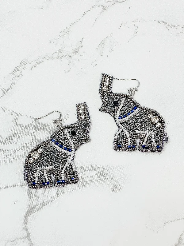 Exclusive Gemstone Jewelry At Special Prices Elephant Beaded Dangle Earrings - Silver