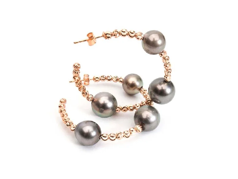 Trendy And Classic Jewelry Now At Reduced Prices Faceted Gold Ball with Tahitian Pearls Hoops