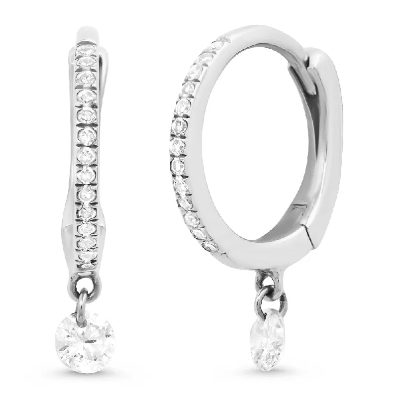 Shop Fine Jewelry With Amazing Deals Floating Diamond Drop Huggie Hoop Earrings