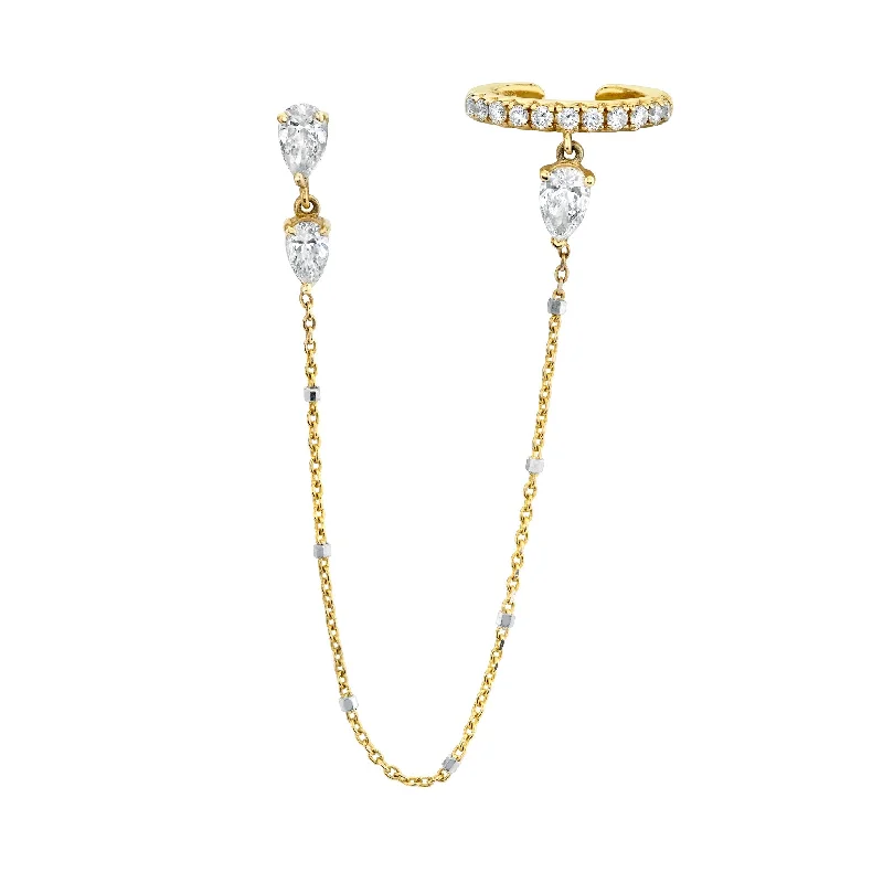 Affordable Luxury Jewelry For Every Occasion French Pave Ear Cuff with Triple Water Drop Diamond Twinkle Earring