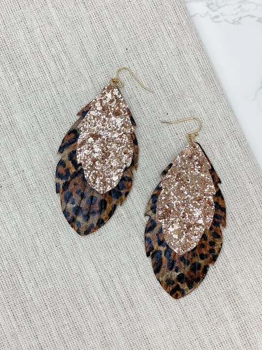 Shop Fine Jewelry With Exclusive Savings Glitter Leopard Feather Dangle Earrings