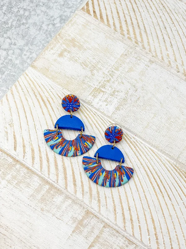 Luxury Jewelry At Unbeatable Discounts Half Moon Clay Dangle Earrings - Blue Multi