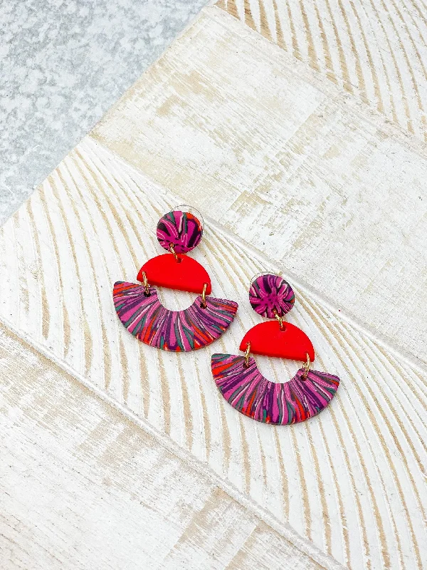 Flash Sale On Stunning Jewelry – Don't Miss Out Half Moon Clay Dangle Earrings - Red Multi