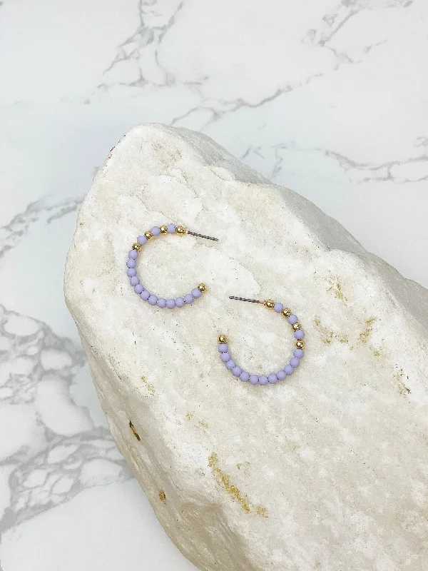 Shine Without Limits – Jewelry Sale Happening Now Lavender & Gold Bead Hoop Earrings