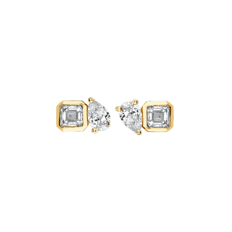 Romantic Heart-Shaped Jewelry For Special Gifts Mini Lovers Duet Diamond Studs