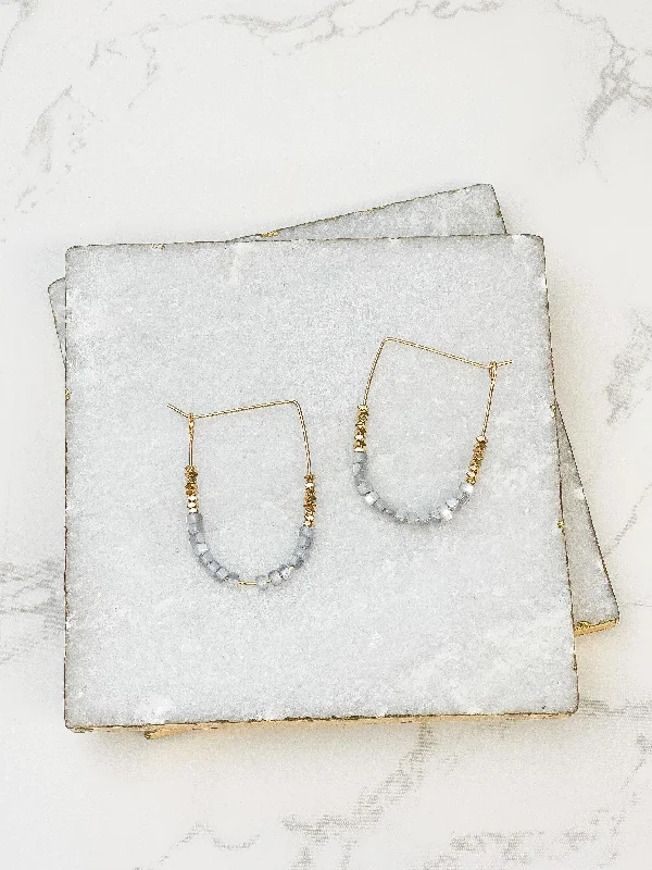 Sparkle For Less – Shop Our Limited-Time Jewelry Deals Mother of Pearl Drop Hoop Earrings - Grey