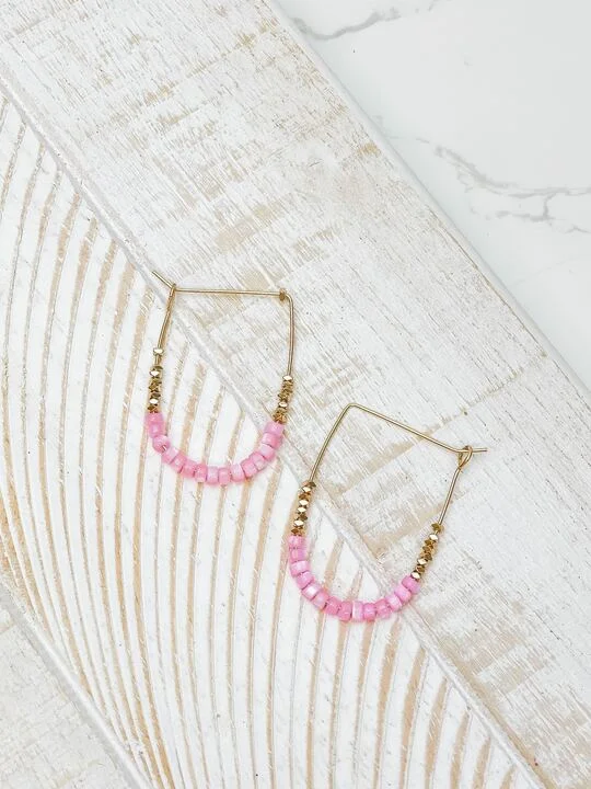 Exclusive Jewelry Sale – Grab Timeless Pieces Now Mother of Pearl Drop Hoop Earrings - Pink