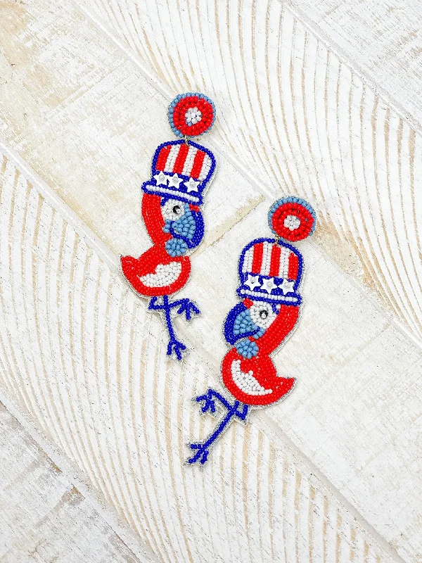 Stunning Jewelry At A Fraction Of The Price Patriotic Parrots Beaded Dangle Earrings