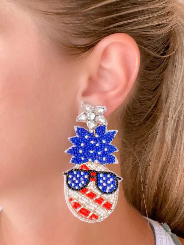 Trending Jewelry Styles Now At Limited-Time Discounts Patriotic Pineapple Beaded Dangle Earrings