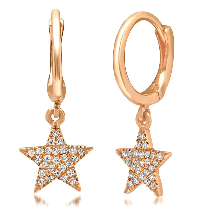 Exclusive Jewelry Offers – Shine For Less Pave Diamond Star Drop Huggie Hoop Earrings