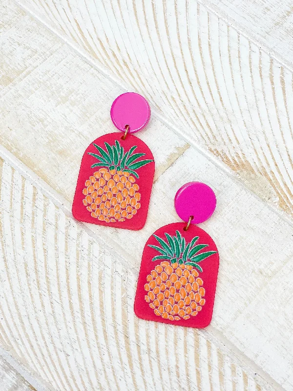 Big Savings On Your Favorite Jewelry Pieces Bright Pineapple Printed Dangle Earrings