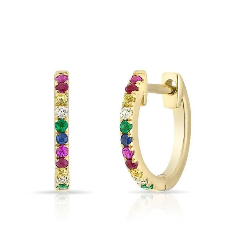 Jewelry Sale Bonanza – Grab Your Sparkle Now Rainbow Sapphire Huggie Hoop Earrings