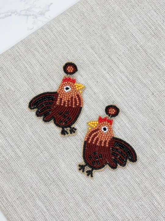 Shine Bright With Our Special Jewelry Promotions Rooster Beaded Dangle Earrings