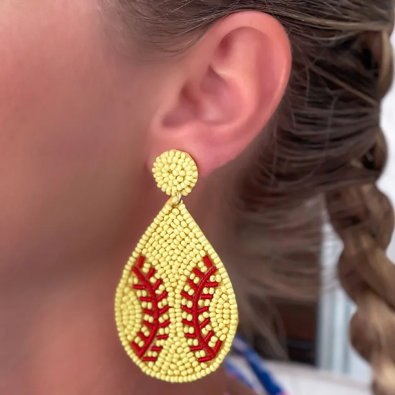 Don't Miss These Dazzling Jewelry Discounts Teardrop Beaded Softball Dangle Earrings