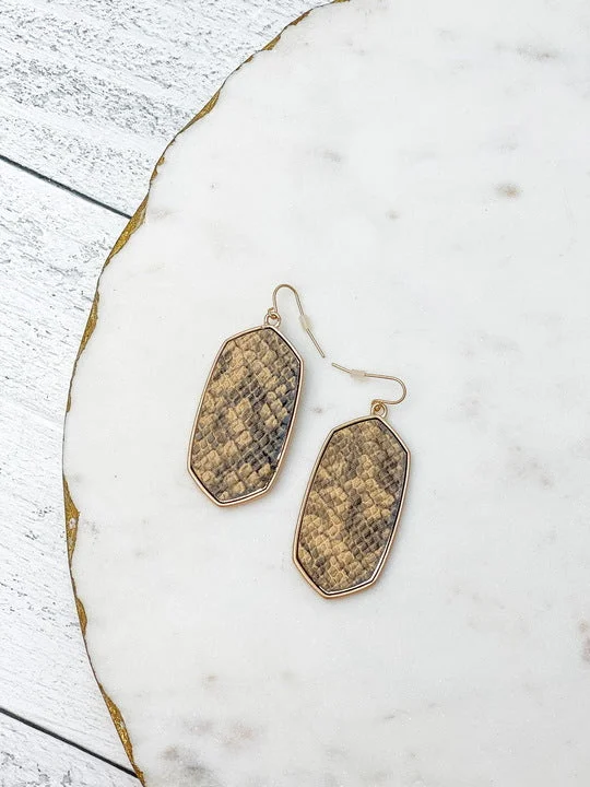 Exclusive Online Discounts On Stylish Jewelry Textured Snakeskin Gold Drop Earrings