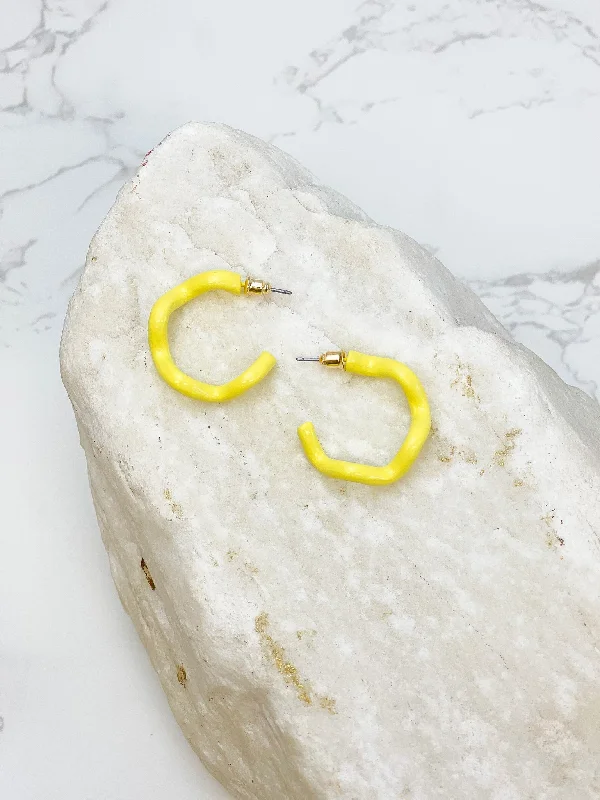 Elegant Designs, Unbeatable Discounts – Shop Jewelry Now Enamel Coated Hoop Earrings - Yellow