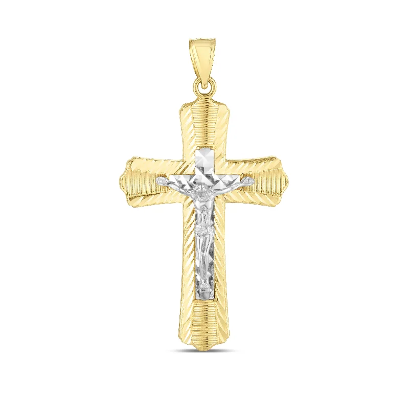 14K Two-tone Cross Pendant