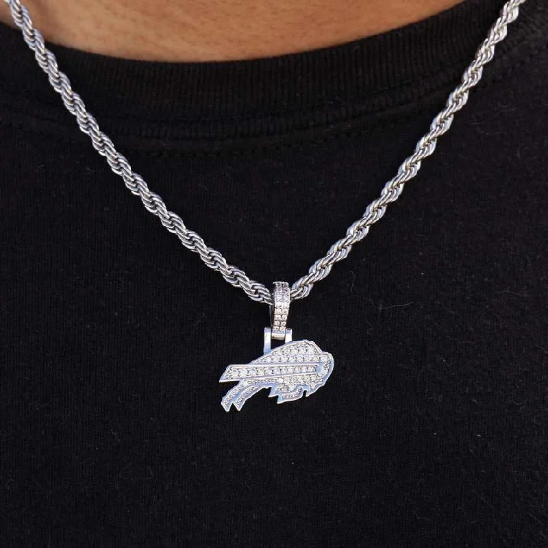 Buffalo Bills Official NFL Micro Logo Pendant - White Gold