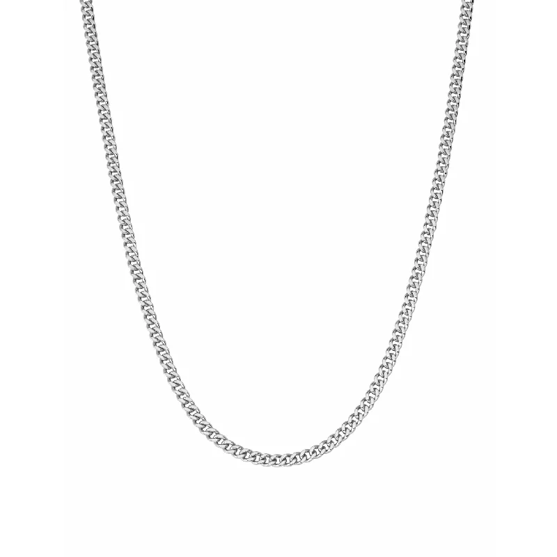 CRISLU Mens 24" Matte Curb Chain Necklace Finished in Pure Platinum