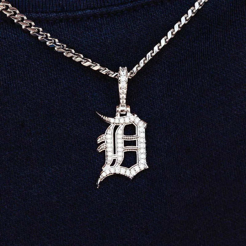 Detroit Tigers Official MLB Micro Logo Pendant in White Gold