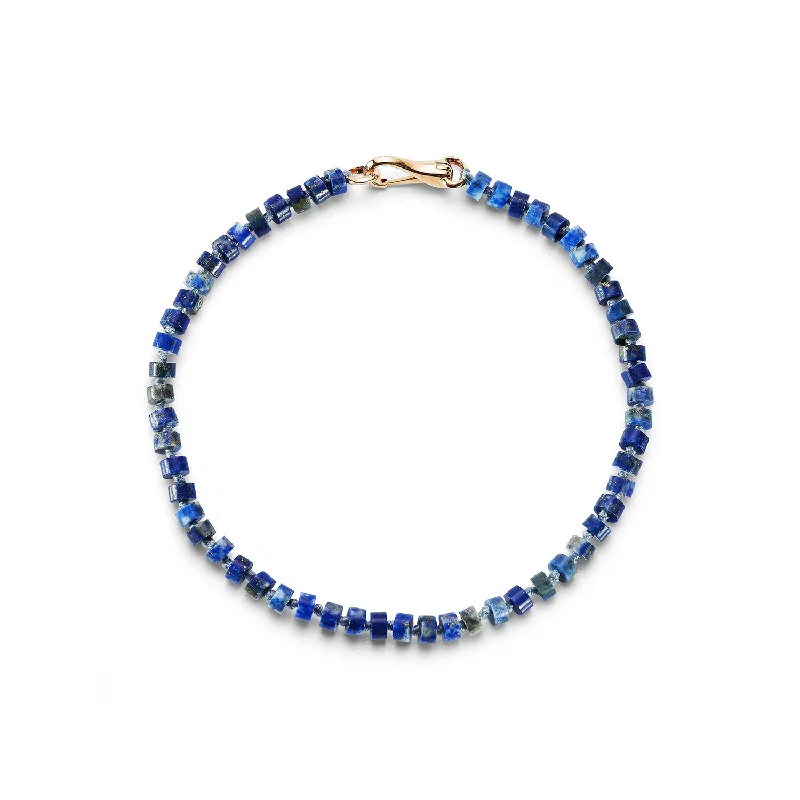 GARNETT 18K ROSE GOLD AND LAPIS BEAD BRACELET