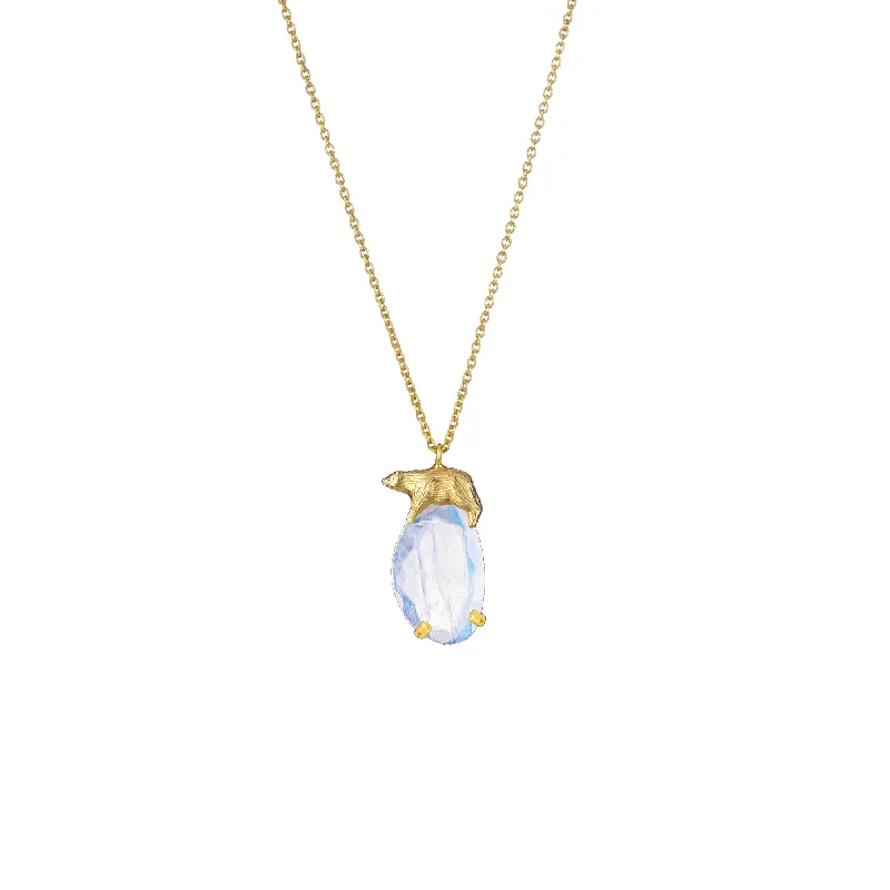 Golden Polar bear and Moonstone Iceberg Pendant