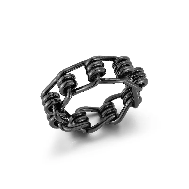 HUXLEY GUNMETAL STERLING SILVER COIL LINK RING