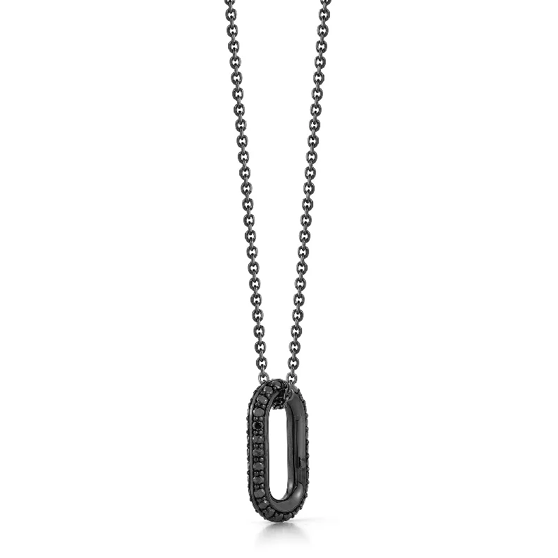 SAXON 18K BLACK GOLD AND BLACK DIAMOND LINK NECKLACE